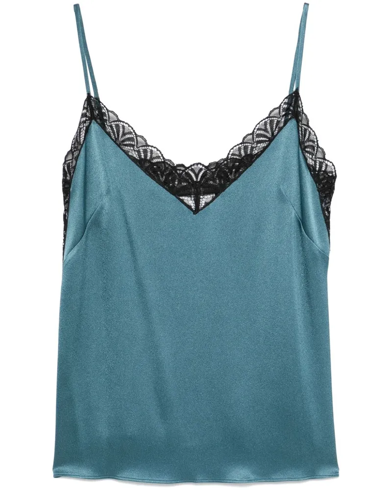Alberta Ferretti Satintop mit Spitze - Blau Blau