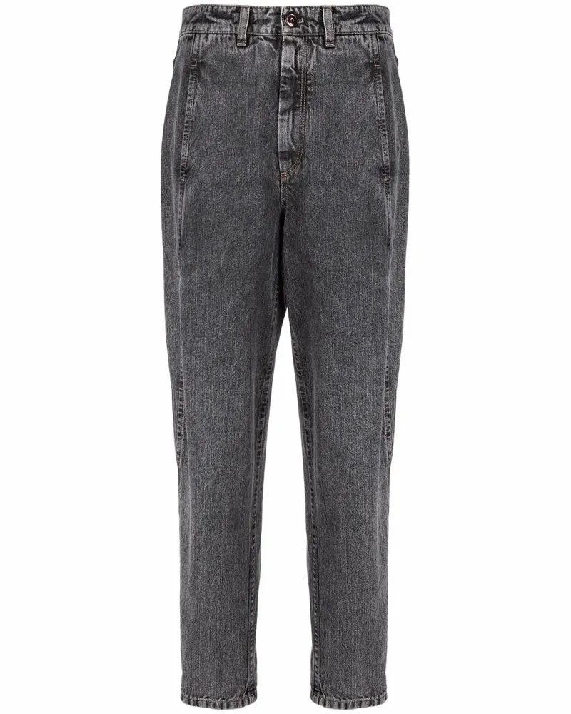 Brunello Cucinelli Gerade High-Rise-Jeans - Schwarz Schwarz