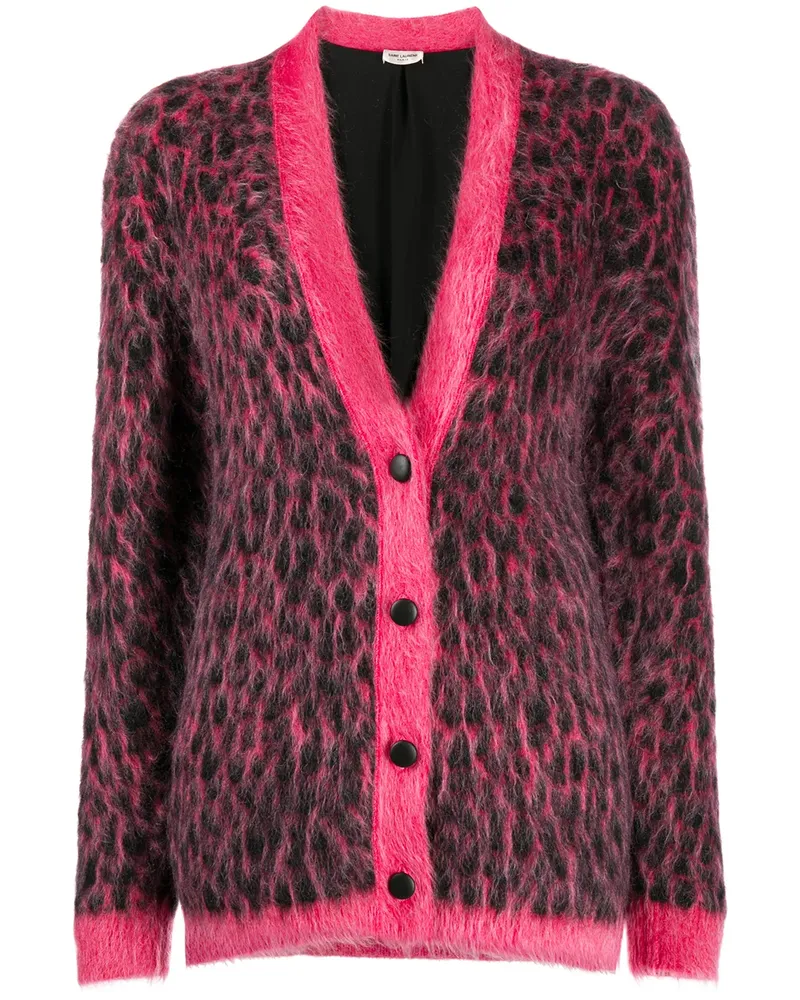 Saint Laurent Cardigan mit Leoparden-Print - Rosa Rosa