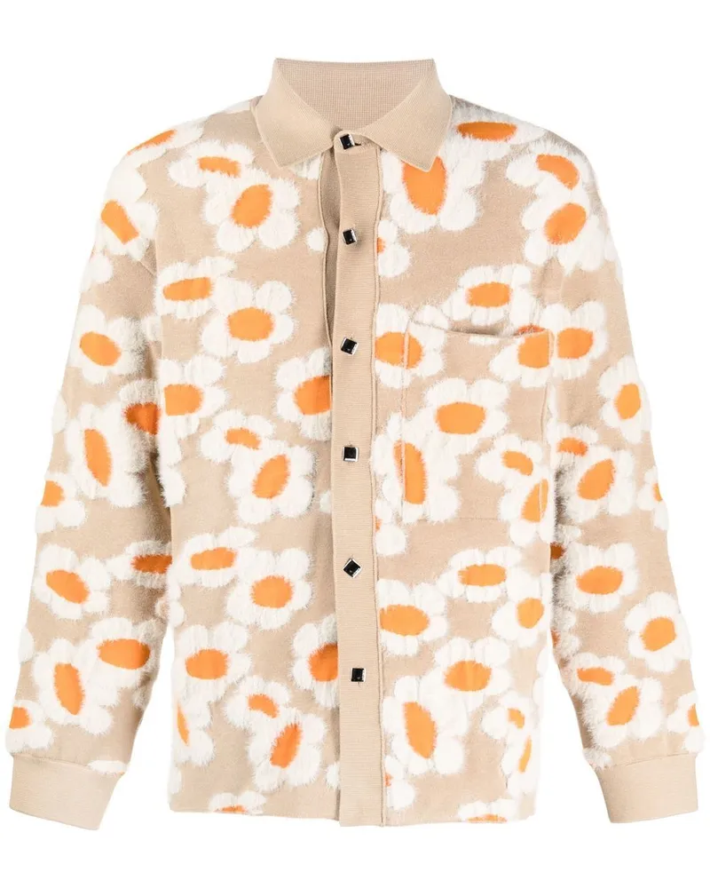 Jacquemus Le Chemise Neve Fleurs Cardigan - Nude Nude