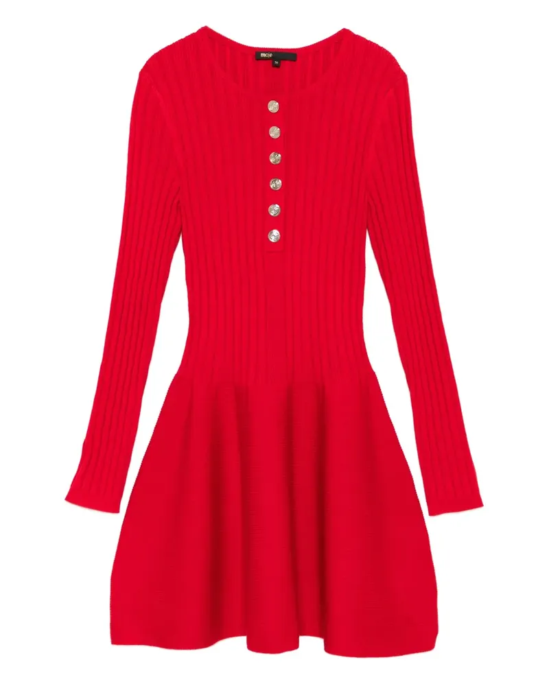Maje Geripptes Kleid mit Knöpfen - Rot Rot