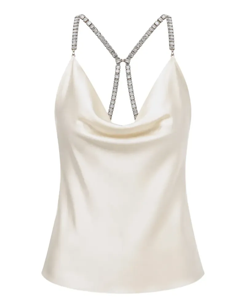 Patrizia Pepe jewelled chain-link silk top - Nude Nude