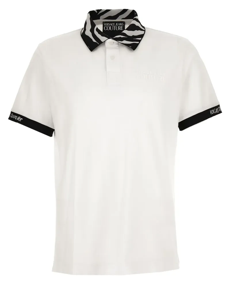 Versace Jeans Poloshirt mit gemustertem Kragen - Weiß Weiß