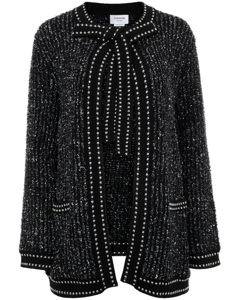 Thom Browne Offener Cardigan mit Tweed-Detail - Schwarz Schwarz
