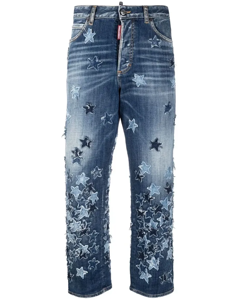 Dsquared2 Cropped-Jogginghose mit Stern-Stickerei - Blau Blau