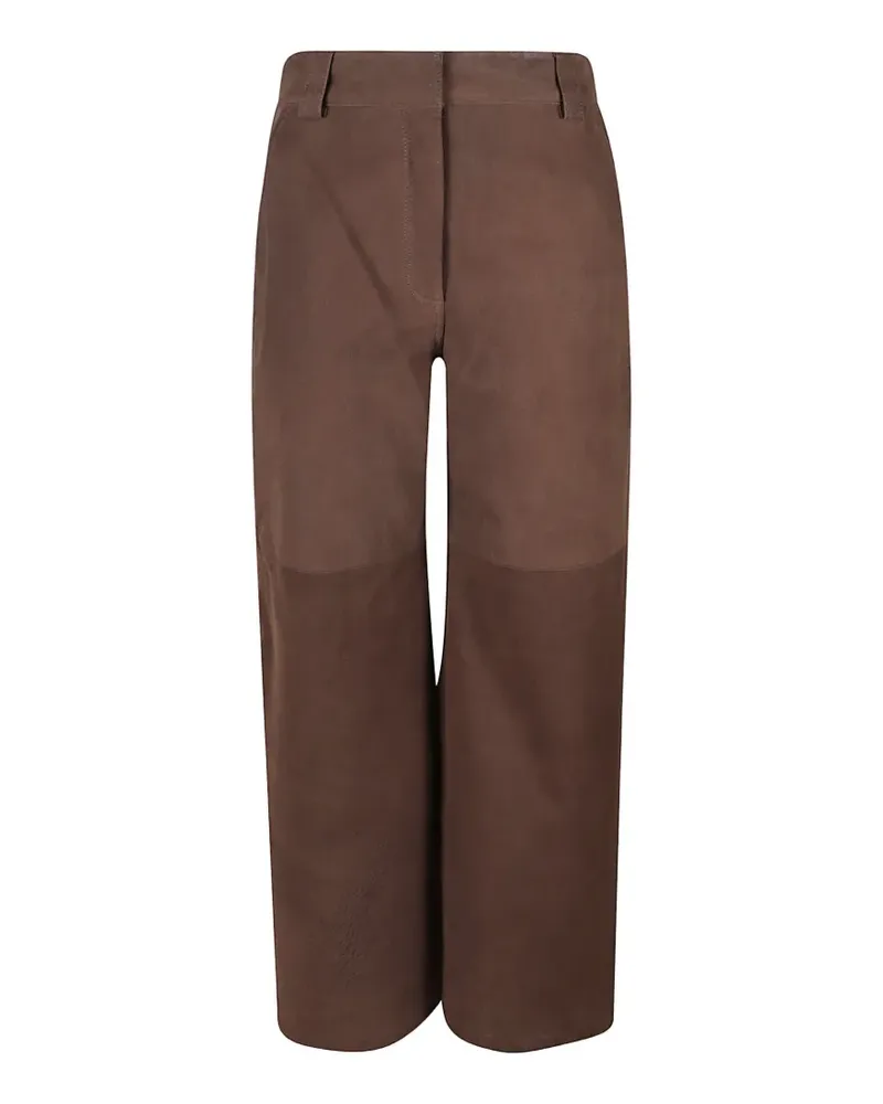 IRO Lederhose mit Kontrasteinsätzen - Braun Braun