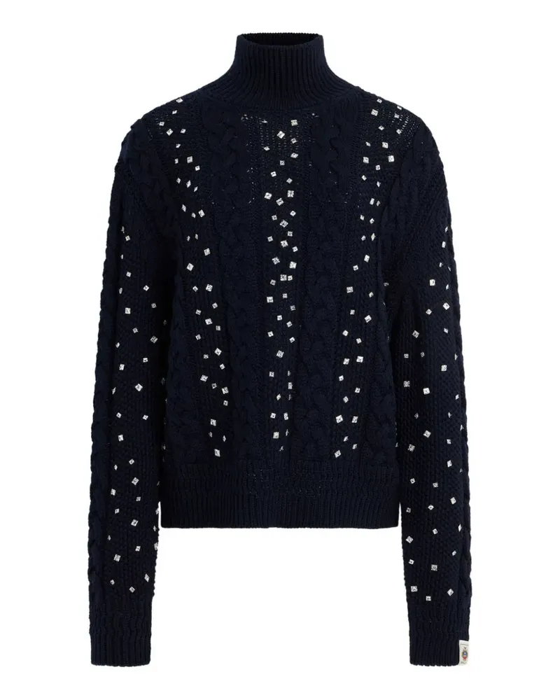 Bally rhinestone-embellished cable-knit sweater - Blau Blau