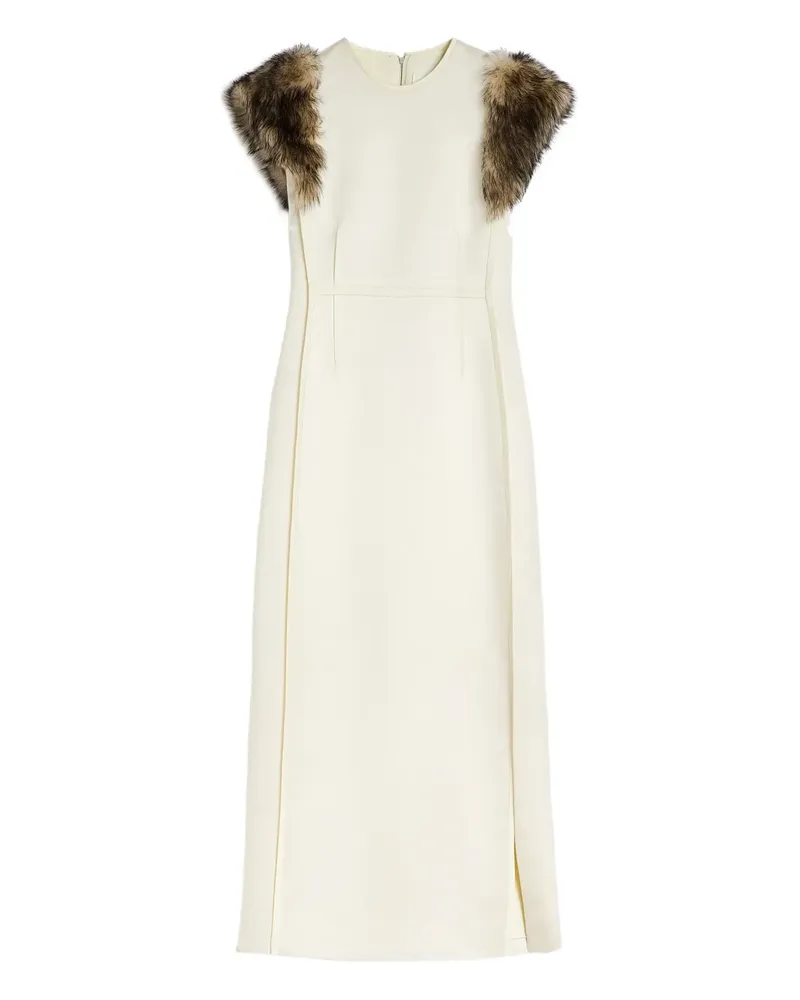 Jil Sander Maxikleid mit Pelzbesatz - Nude Nude