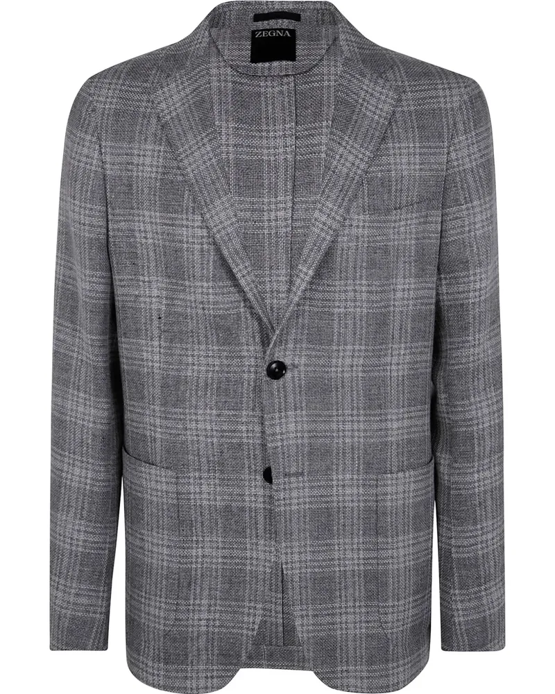 Ermenegildo Zegna Sakko mit Karomuster - Grau Grau