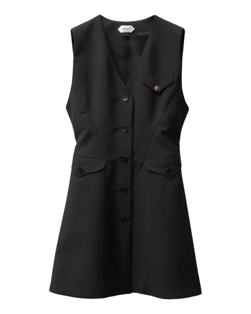 Versace Geknöpftes Kleid mit V-Ausschnitt - Schwarz Schwarz