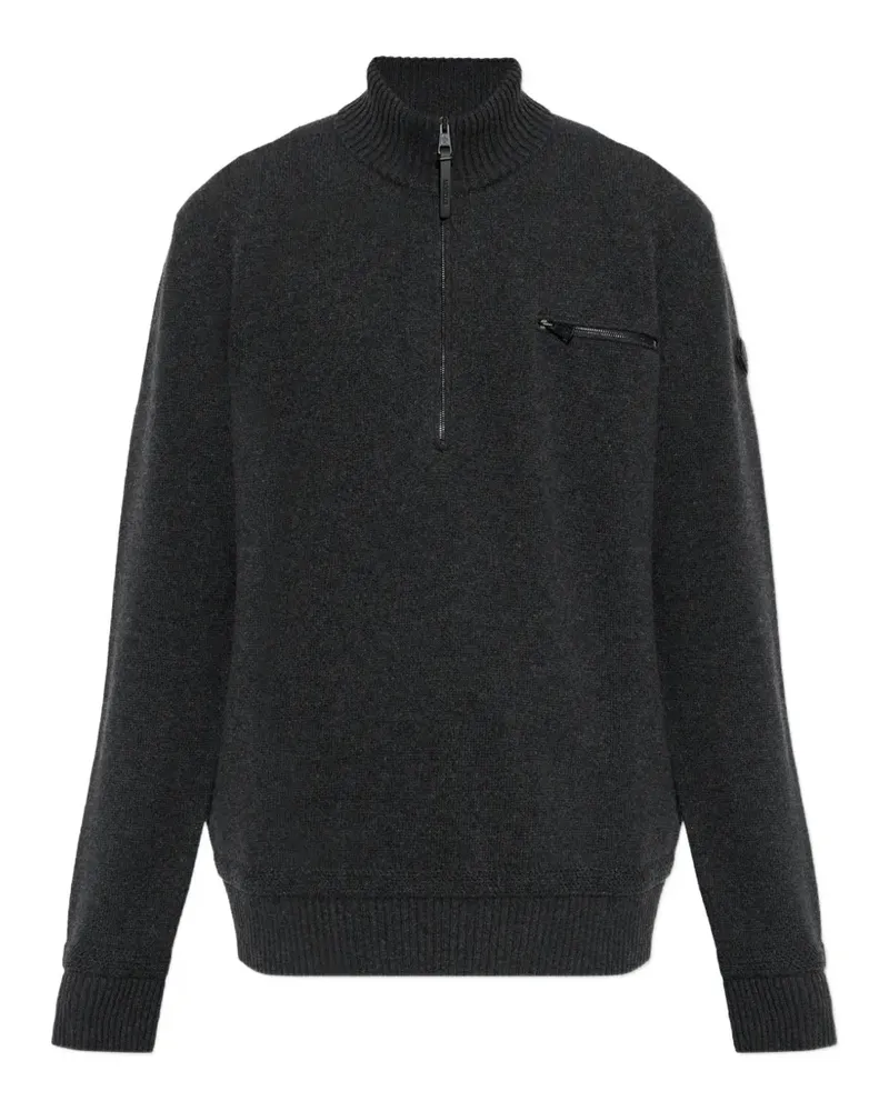 Moncler Pullover mit kurzem Reißverschluss und Brusttasche - Grau Grau