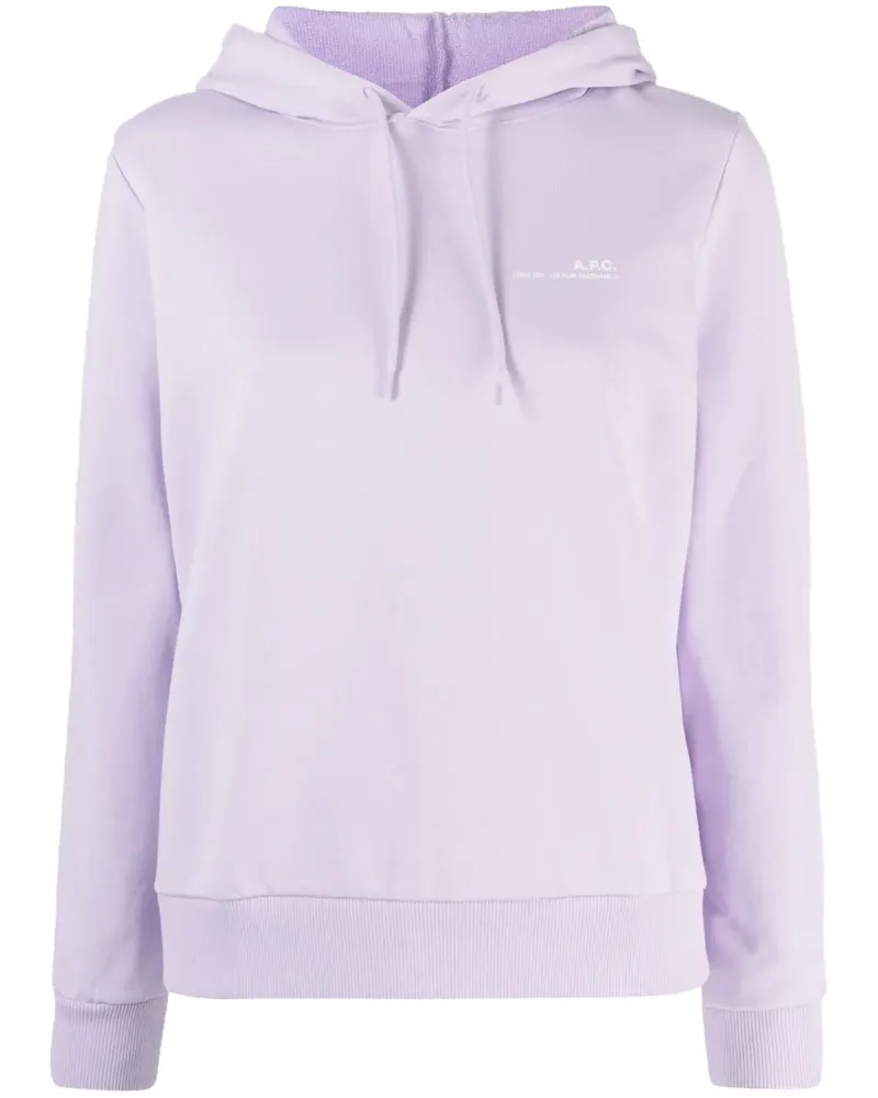 A.P.C. Hoodie mit Logo-Print - Violett Violett