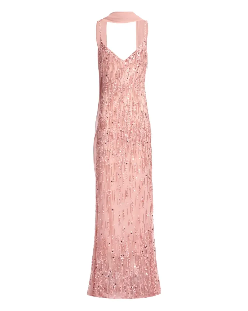 Elie Saab Maxikleid mit Perlen - Rosa Rosa