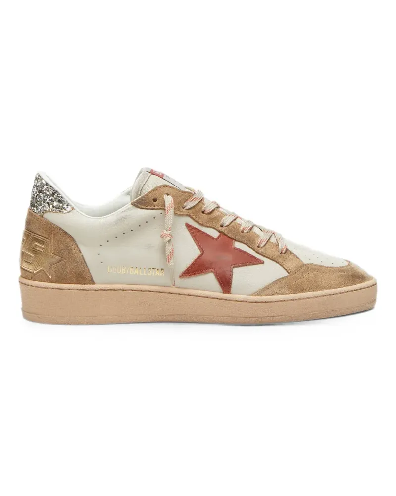 Golden Goose Ball Star in cream leather with brick-red leather star and suede inserts sneakers - Nude Nude