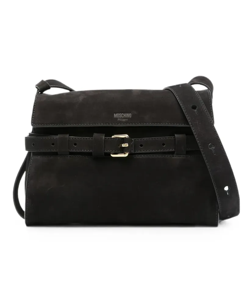 Moschino Tie Me Schultertasche mit Schnalle - Schwarz Schwarz