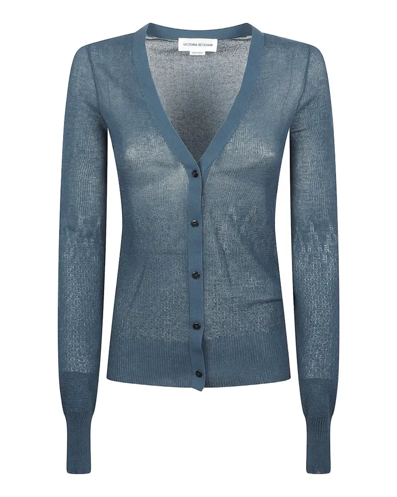 Victoria Beckham buttoned V-neck cotton cardigan - Blau Blau