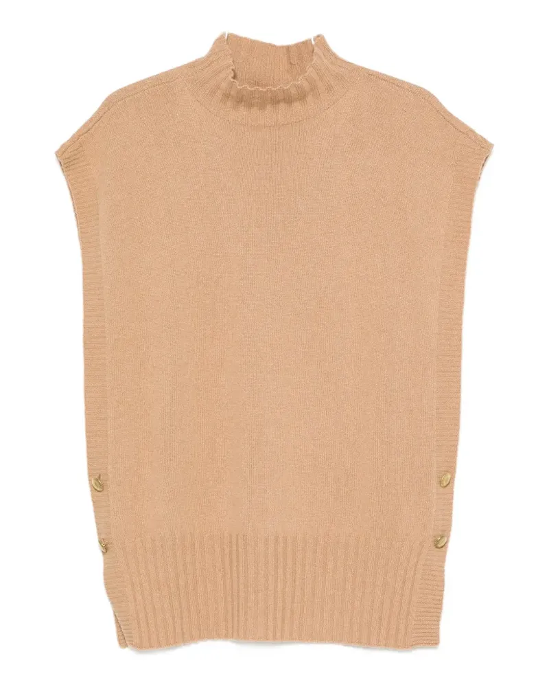 Twin-Set button-detail high-neck knitted vest - Nude Nude