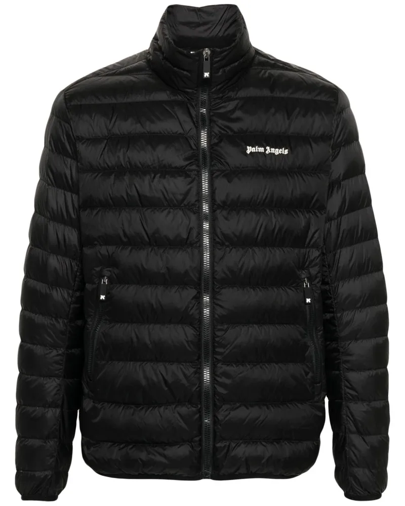Palm Angels Gefütterte Jacke mit Logo-Print - Schwarz Schwarz