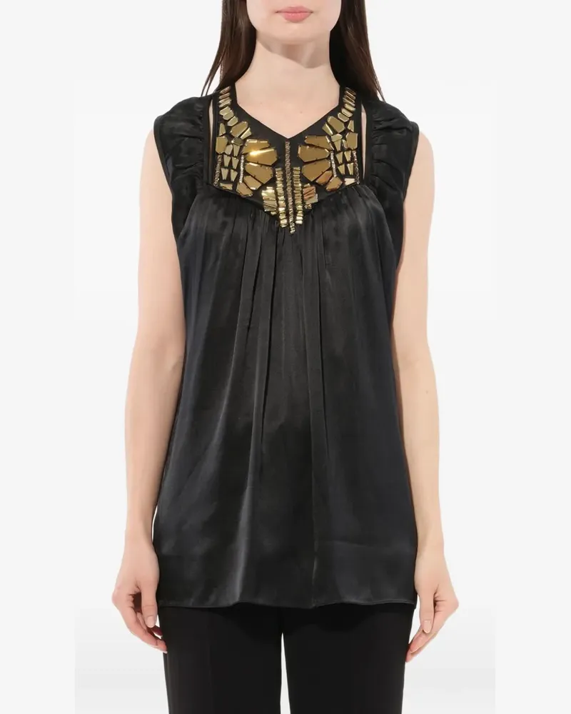 Givenchy crystal-embellished pleated blouse - Schwarz Schwarz