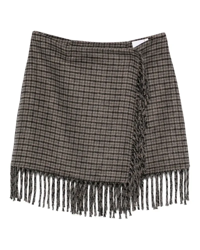 P.A.R.O.S.H. P.A.R.O H. checked fringe skirt - Grau Grau