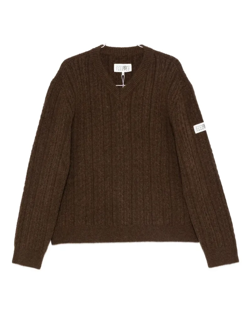Maison Margiela V-neck ribbed sweater - Braun Braun