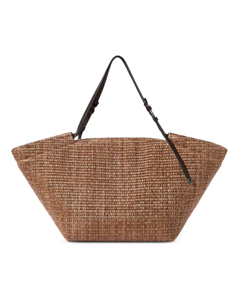 Brunello Cucinelli Große Tasche aus Techno-Baumwoll-Raffiasack - Braun Braun