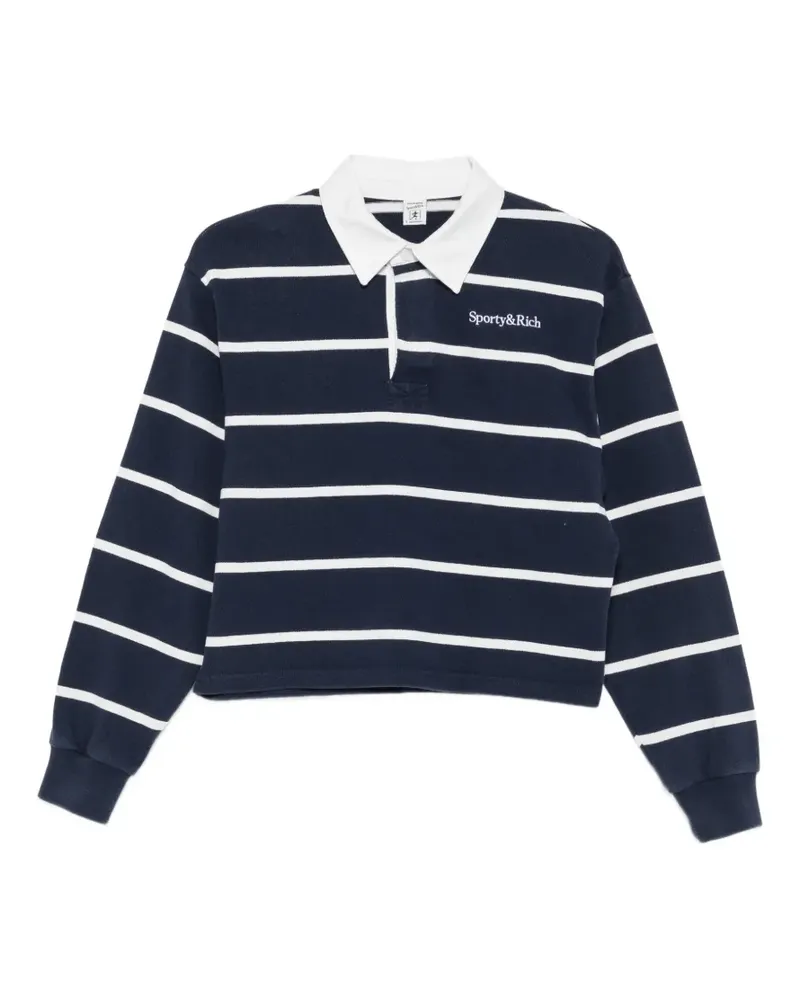 SPORTY & RICH striped-pattern cropped rugby shirt - Blau Blau
