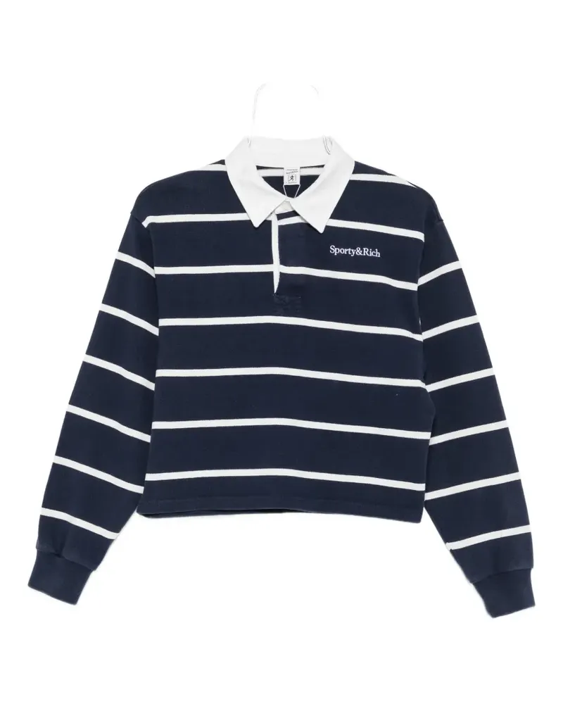 SPORTY & RICH striped-pattern cropped rugby shirt - Blau Blau