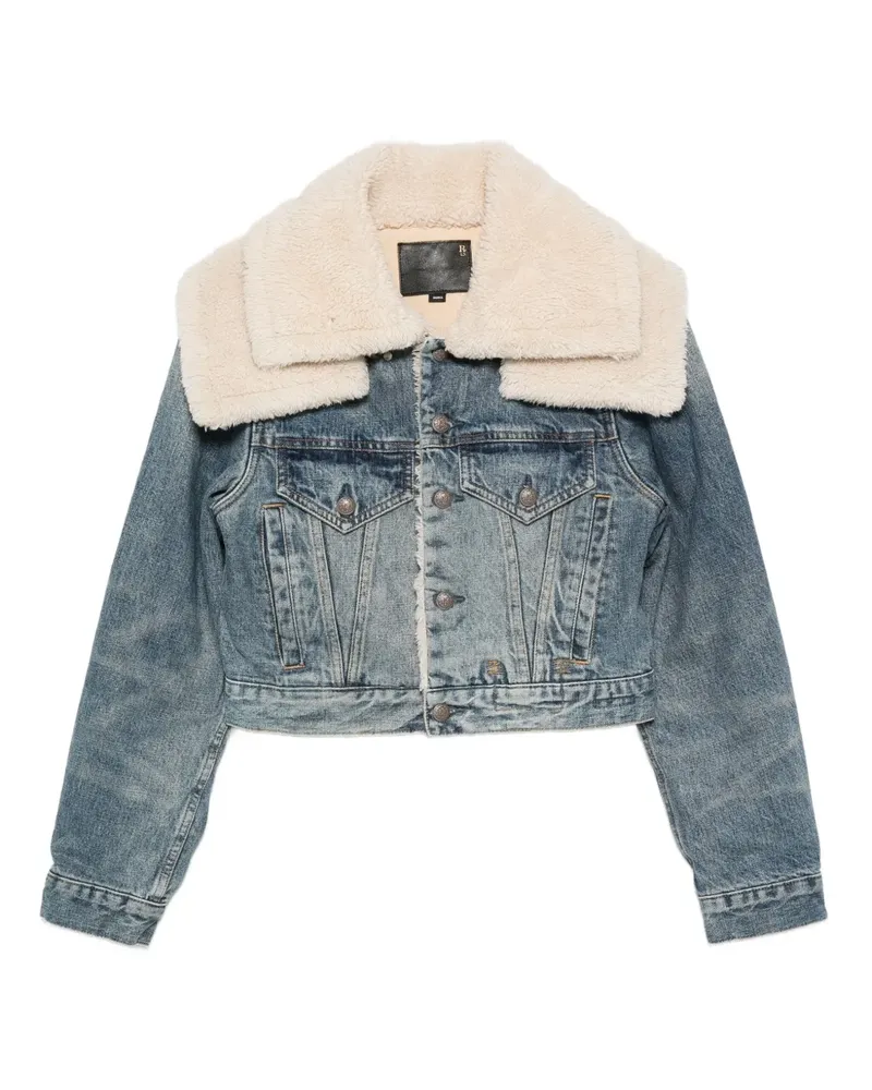 R13 Jeansjacke mit Shearling-Kragen - Blau Blau