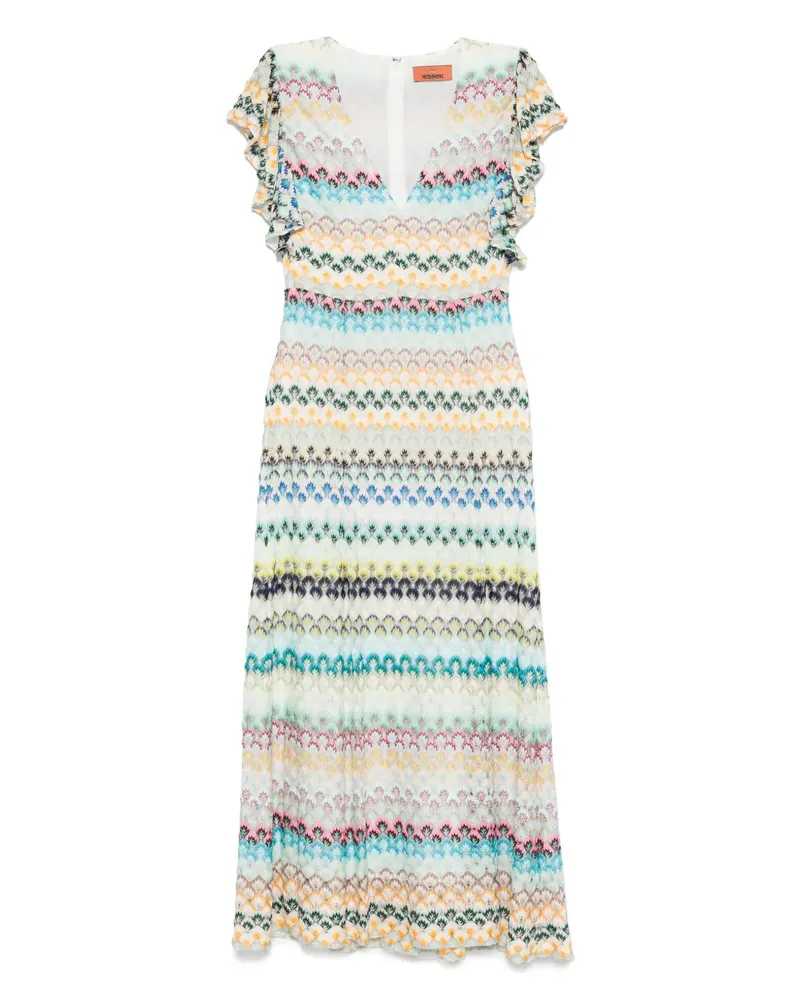Missoni Midikleid mit V-Ausschnitt - Weiß Weiß