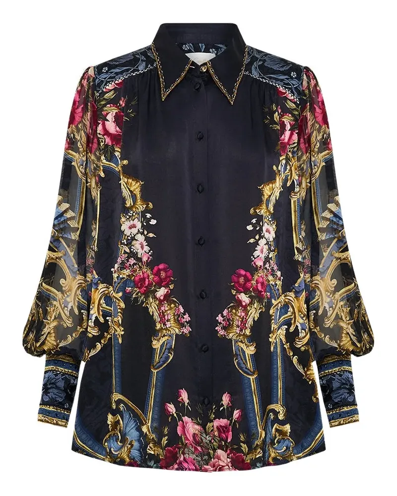 Camilla silk printed blouse - Blau Blau