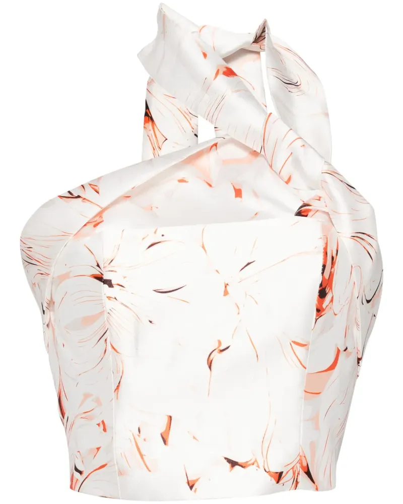 Saiid Kobeisy Schulterfreies Top mit Print - Weiß Weiß