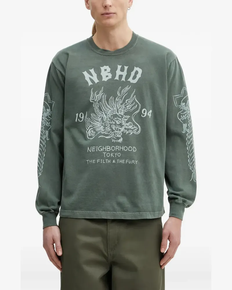 Neighborhood graphic-print cotton T-shirt - Grün Grün
