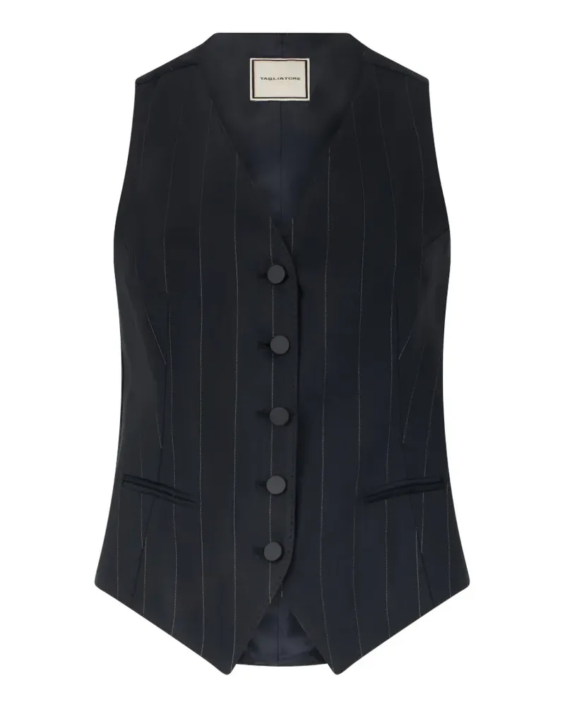 Tagliatore pinstripe button vest - Schwarz Schwarz