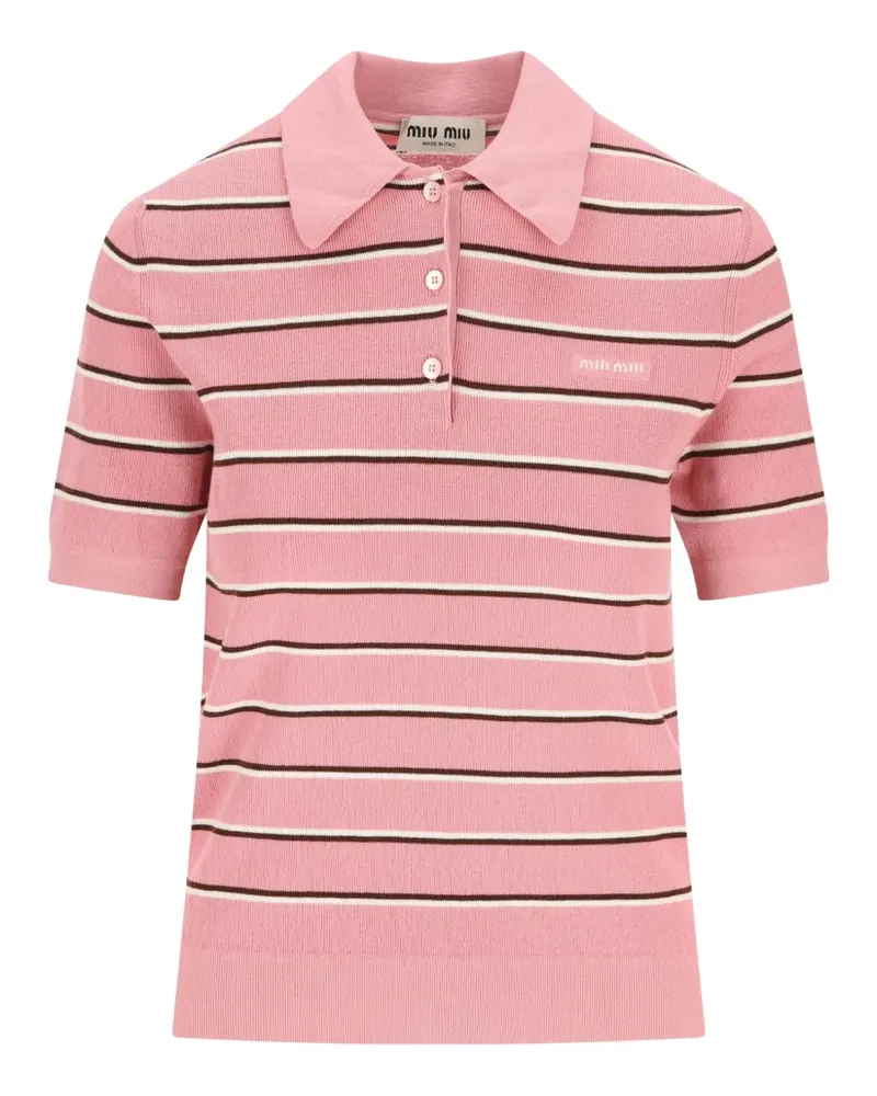 Miu Miu striped-pattern polo top - Rosa Rosa