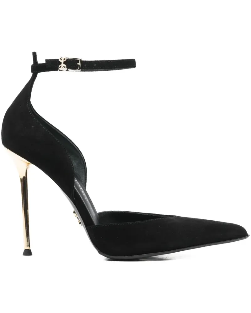 Sergio Levantesi Spitze Lara 56 Pumps mit Knöchelriemen 100mm - Schwarz Schwarz