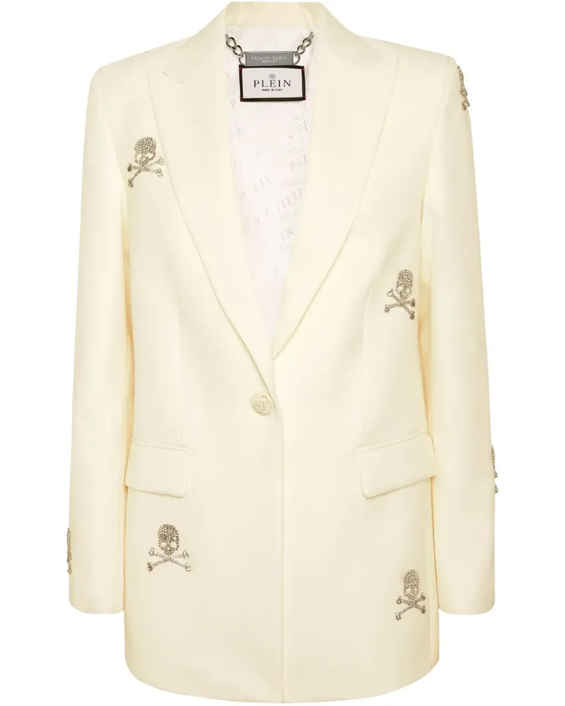 Philipp Plein Skull Strass Blazer - Weiß Weiß