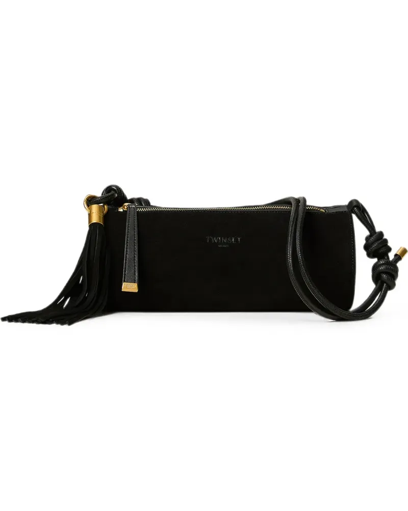 Twin-Set suede cylinder bag with tassel - Schwarz Schwarz