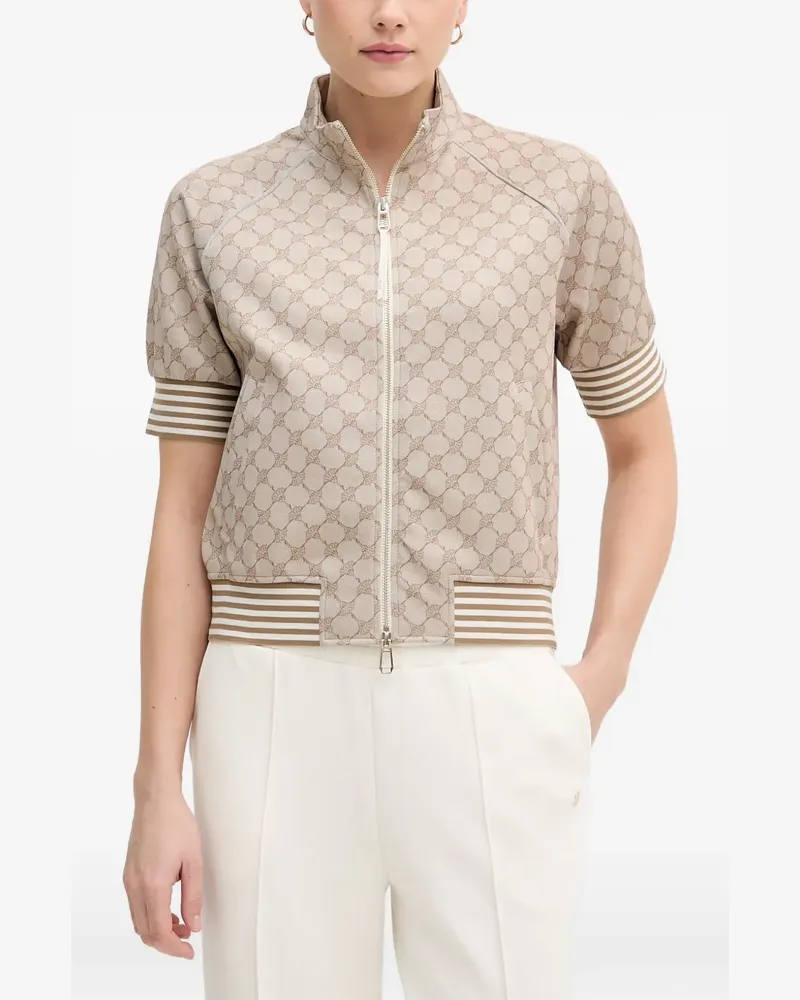 JOOP! monogram-pattern zip-up jacket - Nude Nude