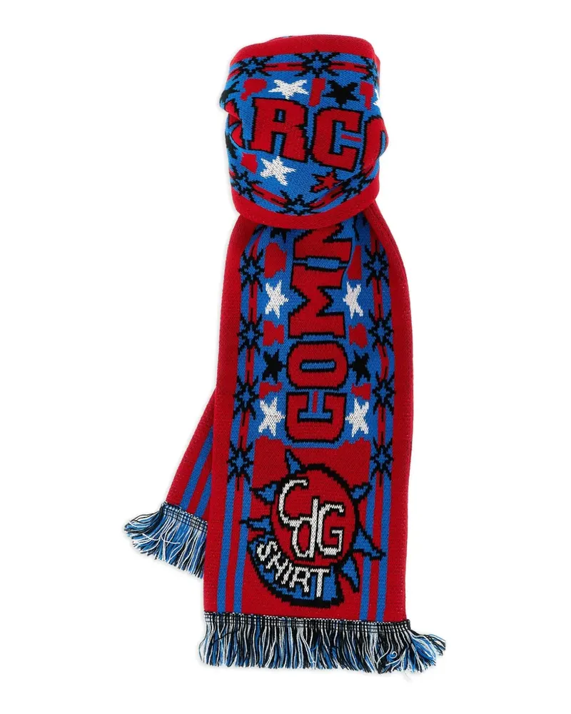 Comme des Garçons Intarsien-Schal mit Fransen - Rot Rot
