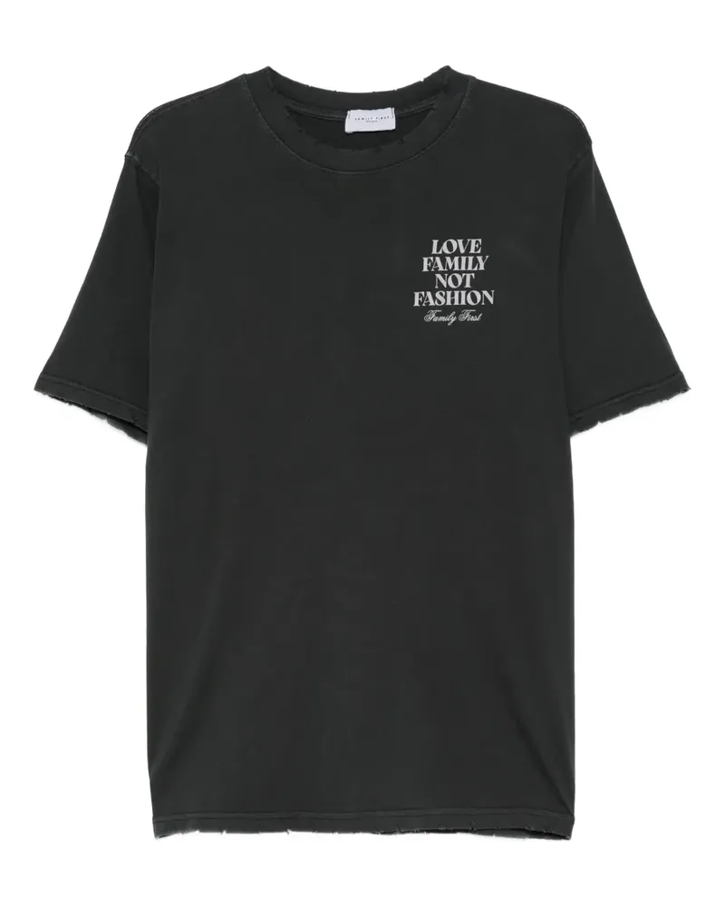 Family First T-Shirt mit Slogan-Print - Grau Grau