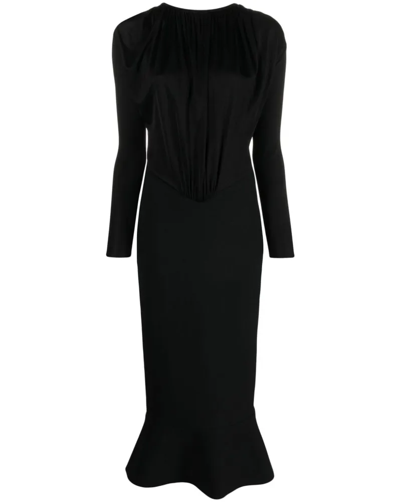 V:PM ATELIER Drapiertes Alette Maxikleid - Schwarz Schwarz