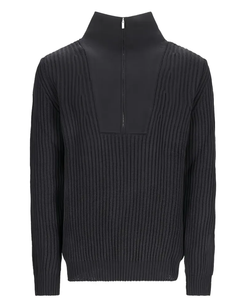 PT TORINO Gerippter Pullover mit Reißverschluss - Schwarz Schwarz