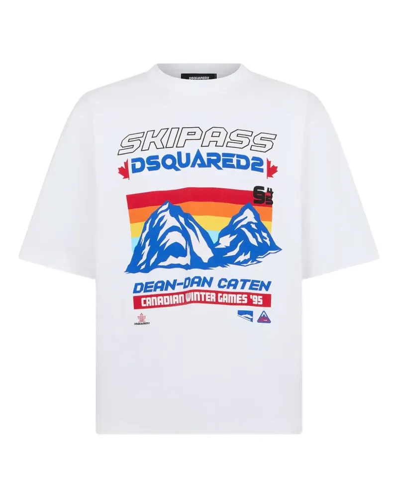 Dsquared2 Ski Pass T-Shirt mit grafischem Print - Weiß Weiß