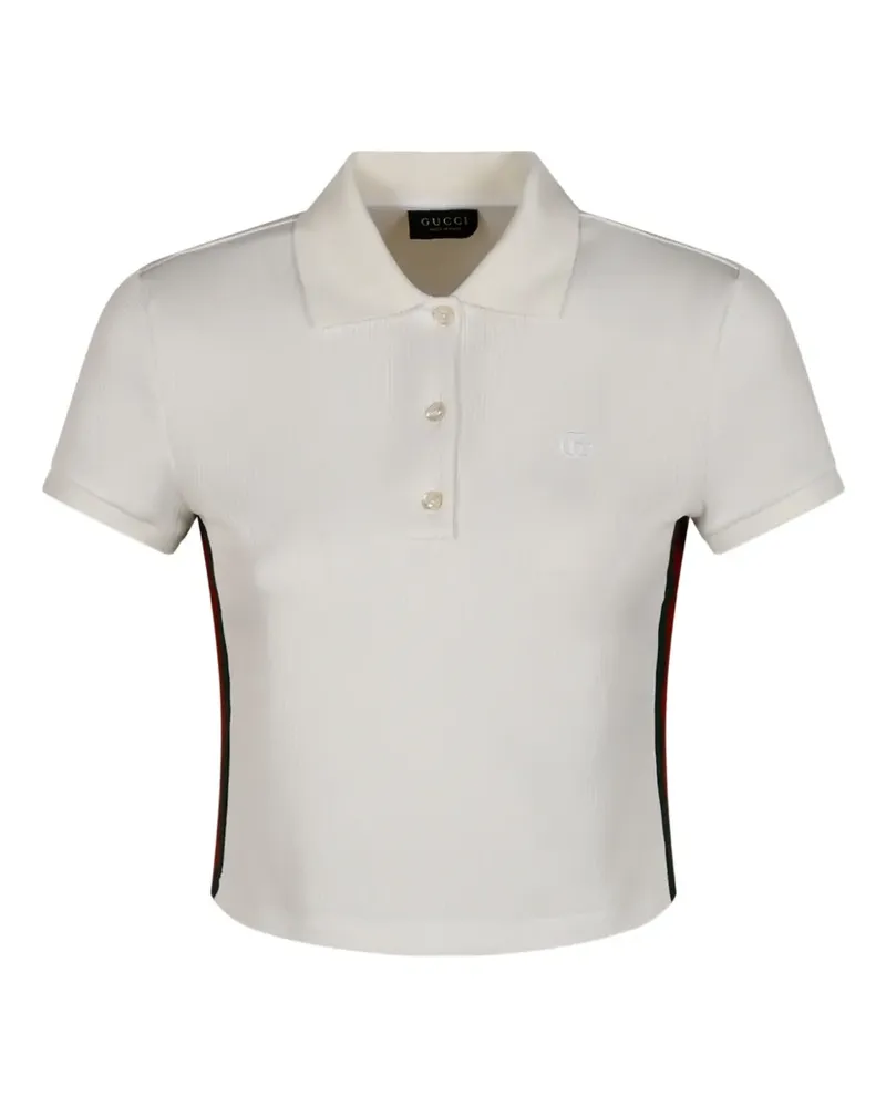 Gucci Geripptes Poloshirt mit Web - Weiß Weiß
