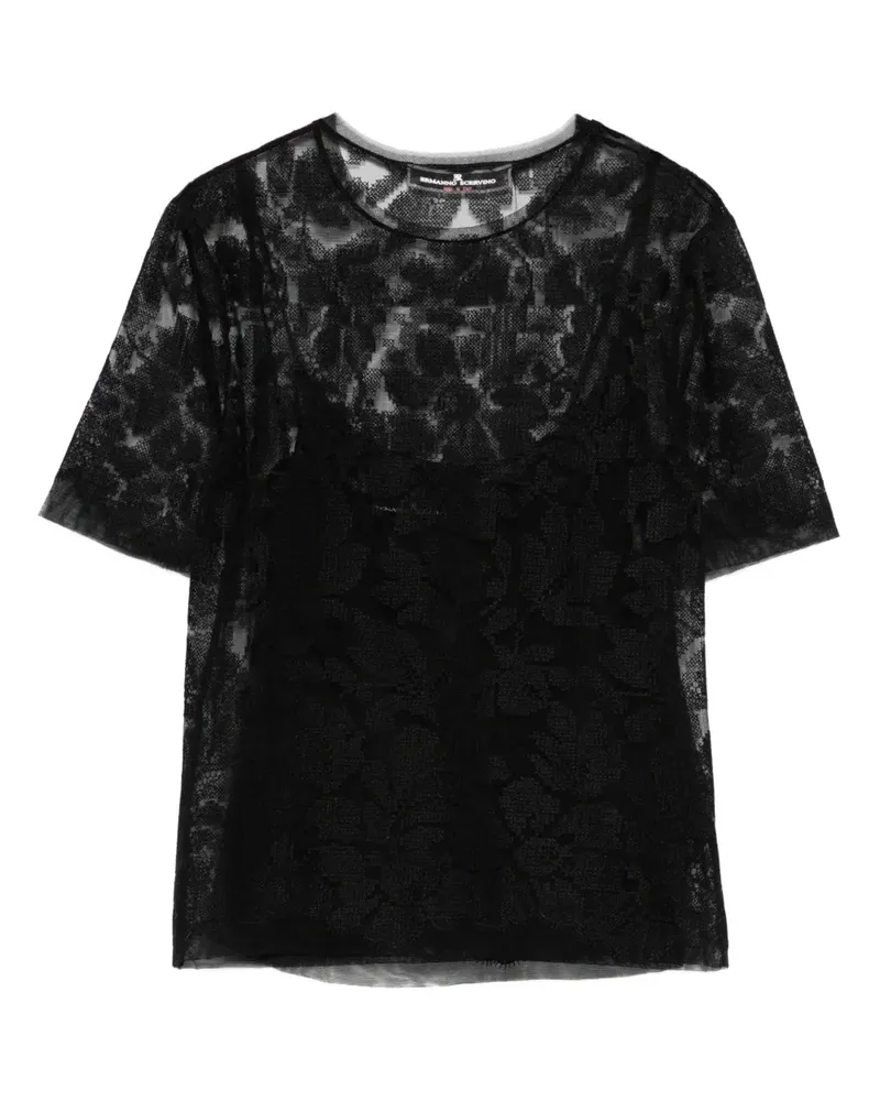 Ermanno Scervino Spitzenoberteil mit Blumenmuster - Schwarz Schwarz