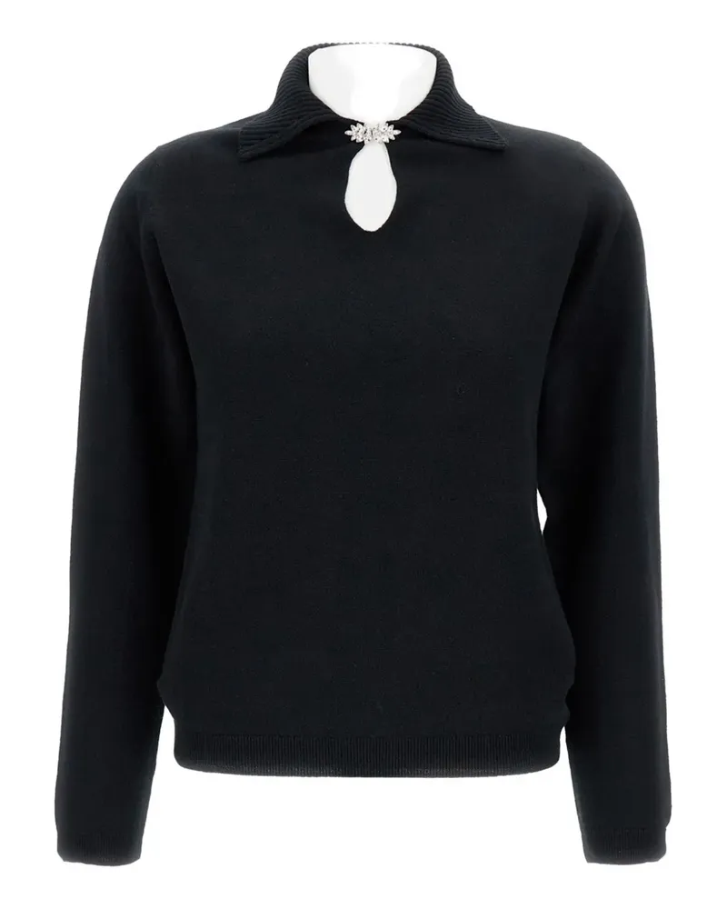 Barrie Langarmshirt mit Schlüssellochausschnitt - Schwarz Schwarz