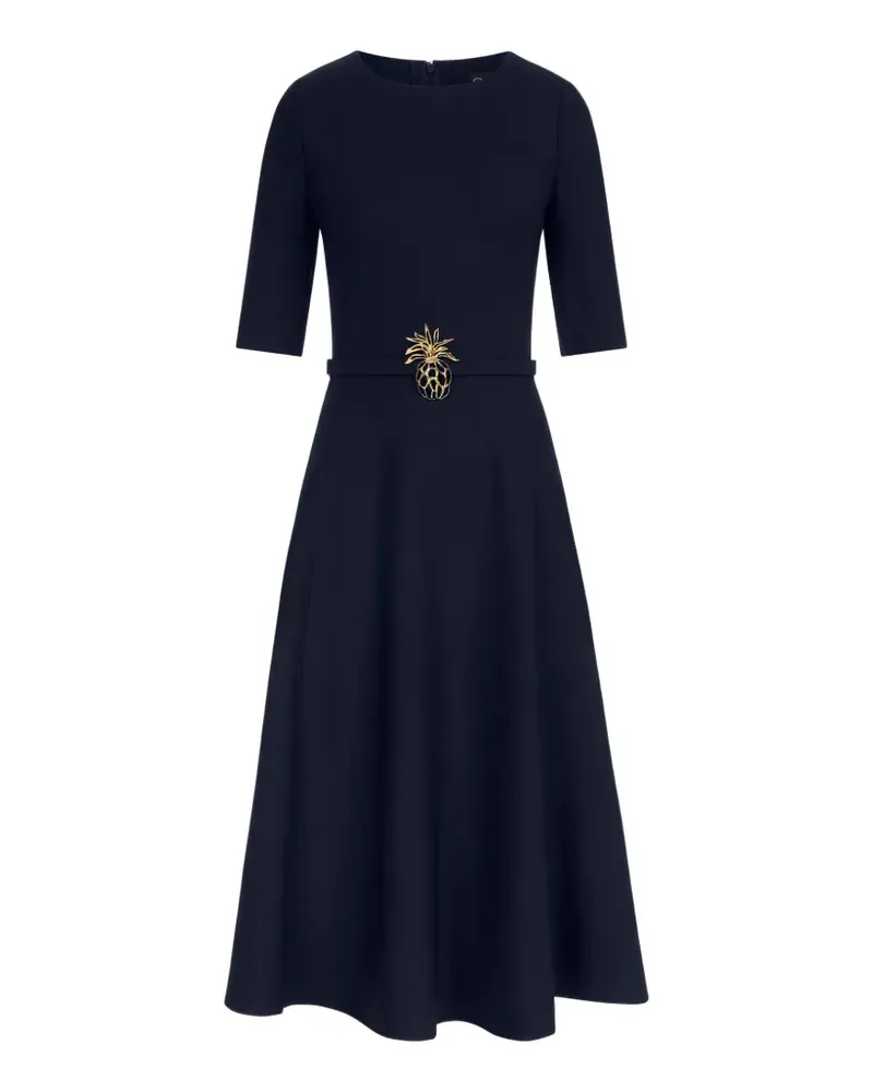 Oscar de la Renta pineapple-belt wool dress - Blau Blau