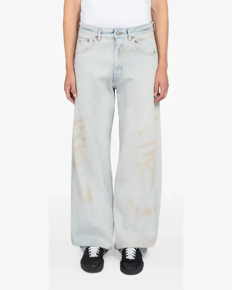 Maison Margiela whiskered faded-effect wide-leg jeans - Blau Blau