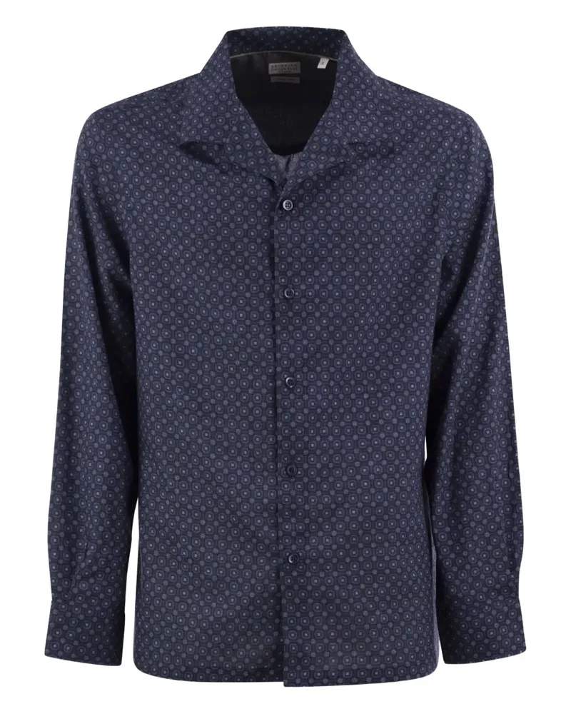 Brunello Cucinelli Hemd mit geometrischem Print - Blau Blau